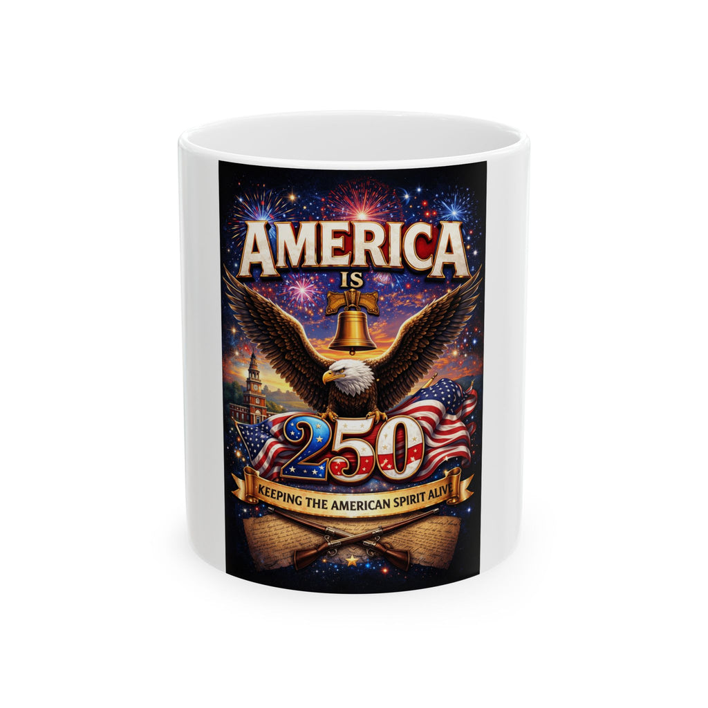 America 250 Eagle Liberty Bell Flag Mug | Patriotic 4th of July Coffee Cup