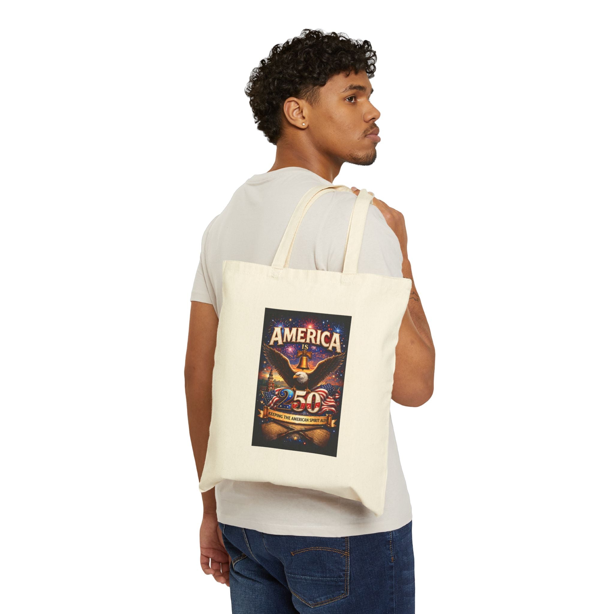 America 250 Anniversary Eagle Tote Bag | Patriotic Vintage Travel Poster