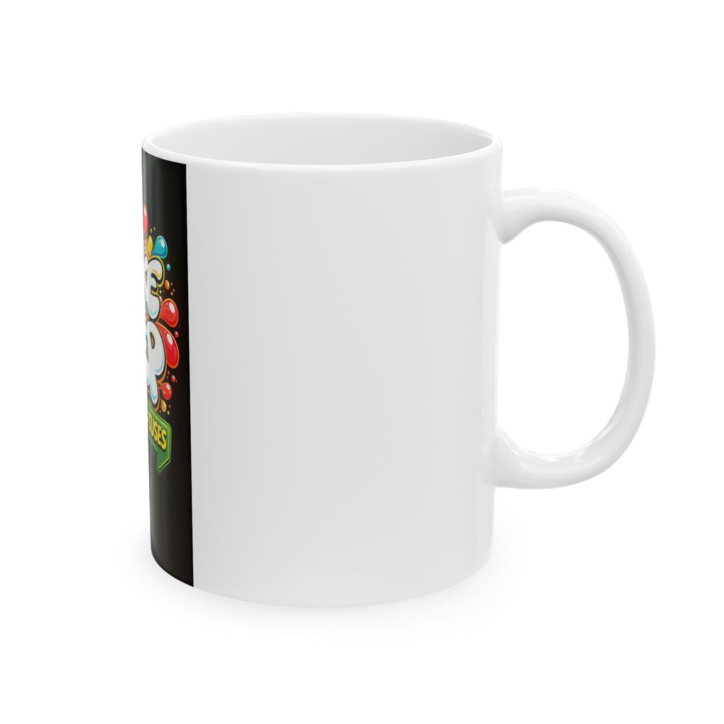 Take The Step No Excuses mug | Motivational coffee cup, colorful graffiti design
