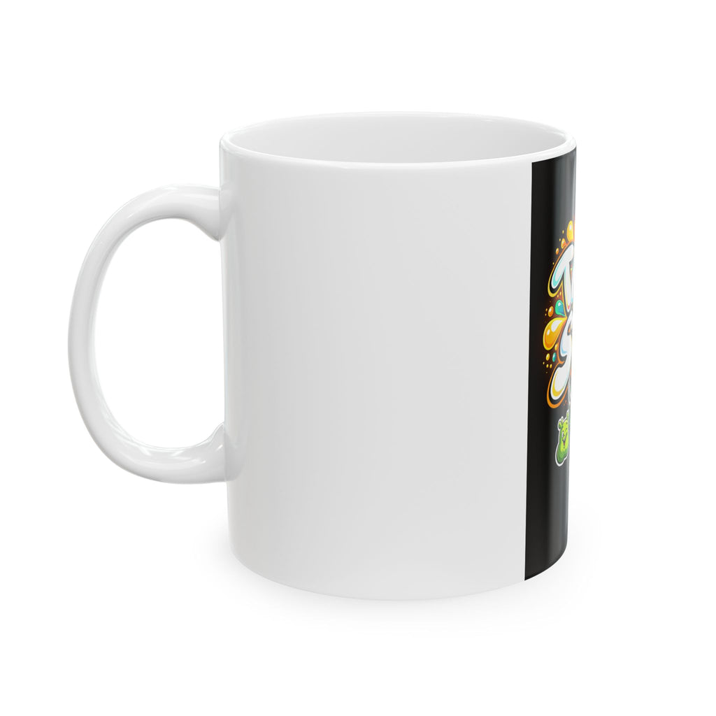 Take The Step No Excuses mug | Motivational coffee cup, colorful graffiti design